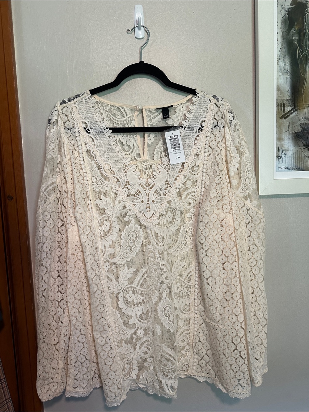 torrid Cream Lace Mixed-Media Blouse